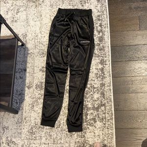 Black Satin Track Pants